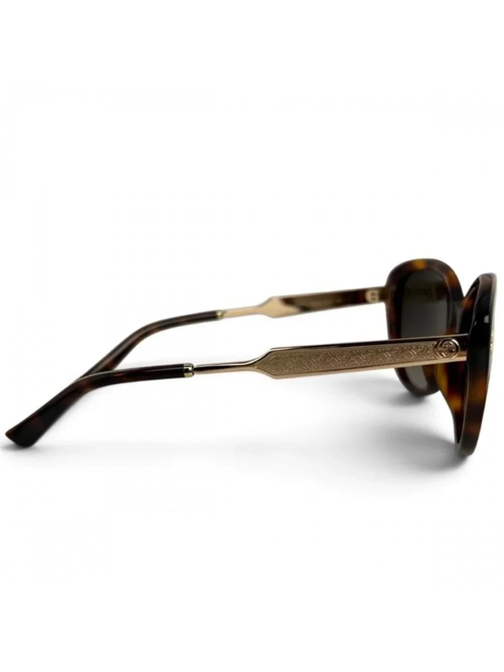 Gucci Sunglasses Interlocking G Acetate Metal Brown Gold Eyewear